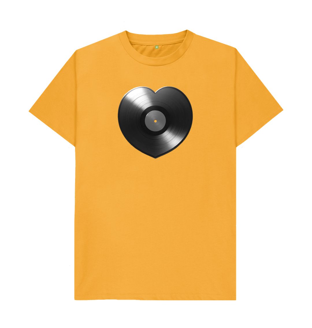 Mustard Mens Vinyl Heart T-shirt - Black