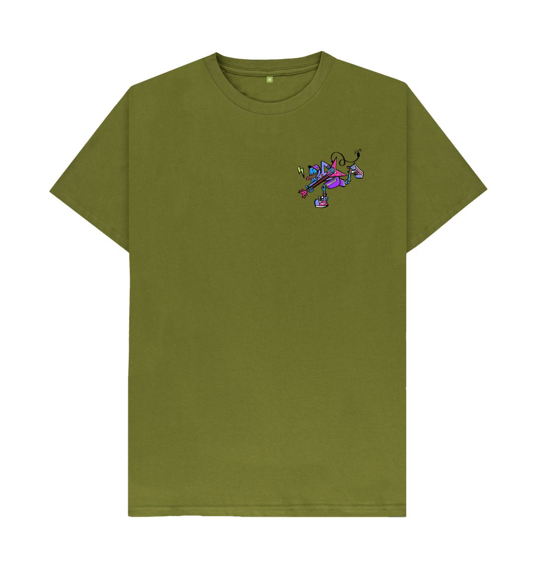 Moss Green Cartoon Character Flying V T-Shirt