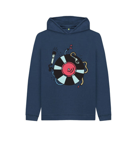 Navy Blue Kids Cartoon DJ Hoodie