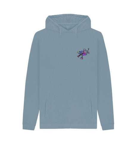 Stone Blue Mens Cartoon Character Flying V Hoodie
