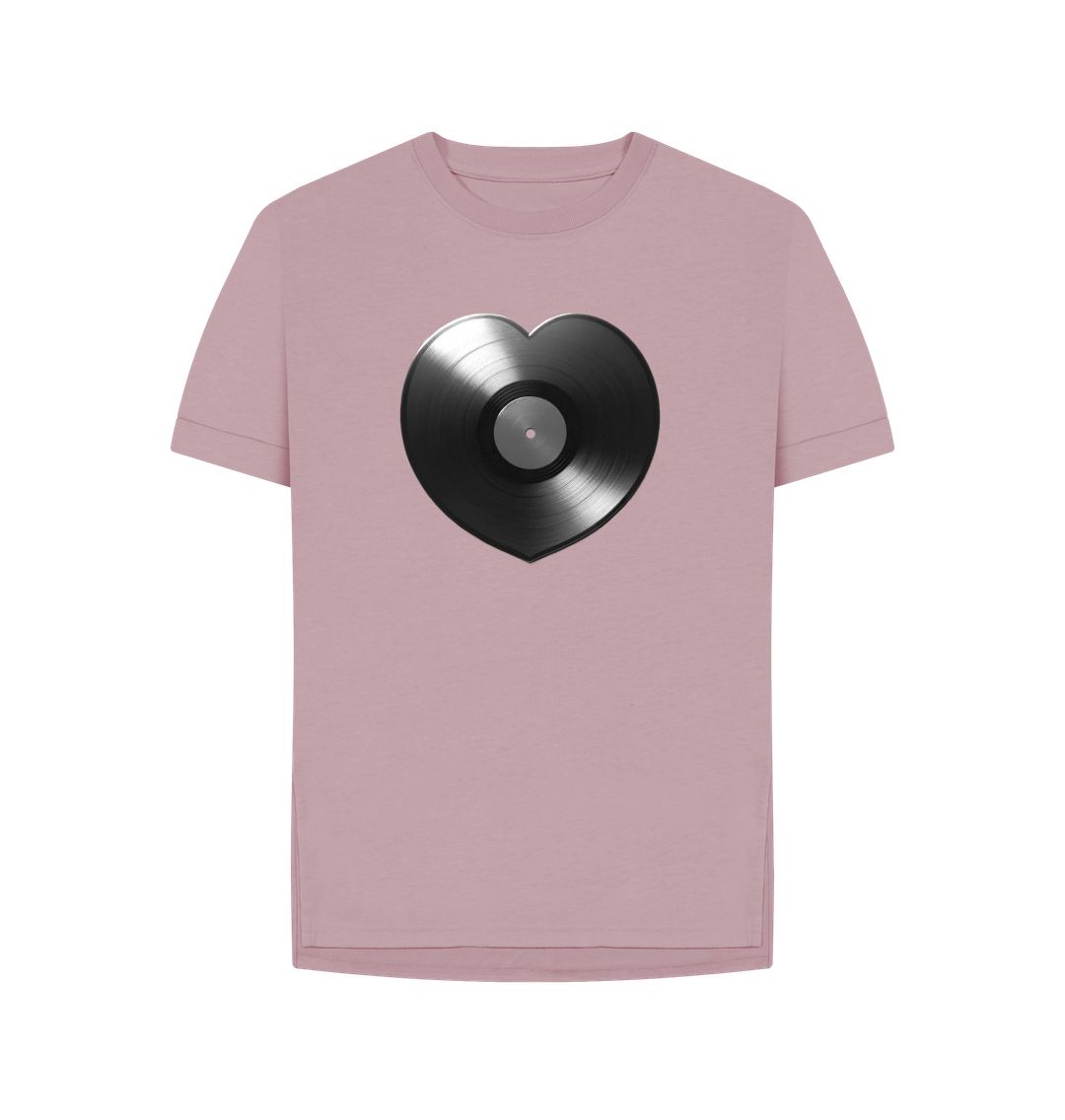 Mauve Womens Vinyl Heart T-shirt - Black