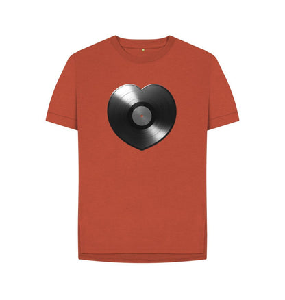 Rust Womens Vinyl Heart T-shirt - Black