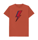 Rust David Bowie Lightning Bolt Mens T-Shirt