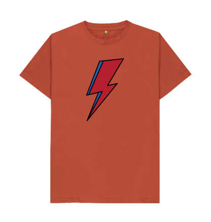 Rust David Bowie Lightning Bolt Mens T-Shirt