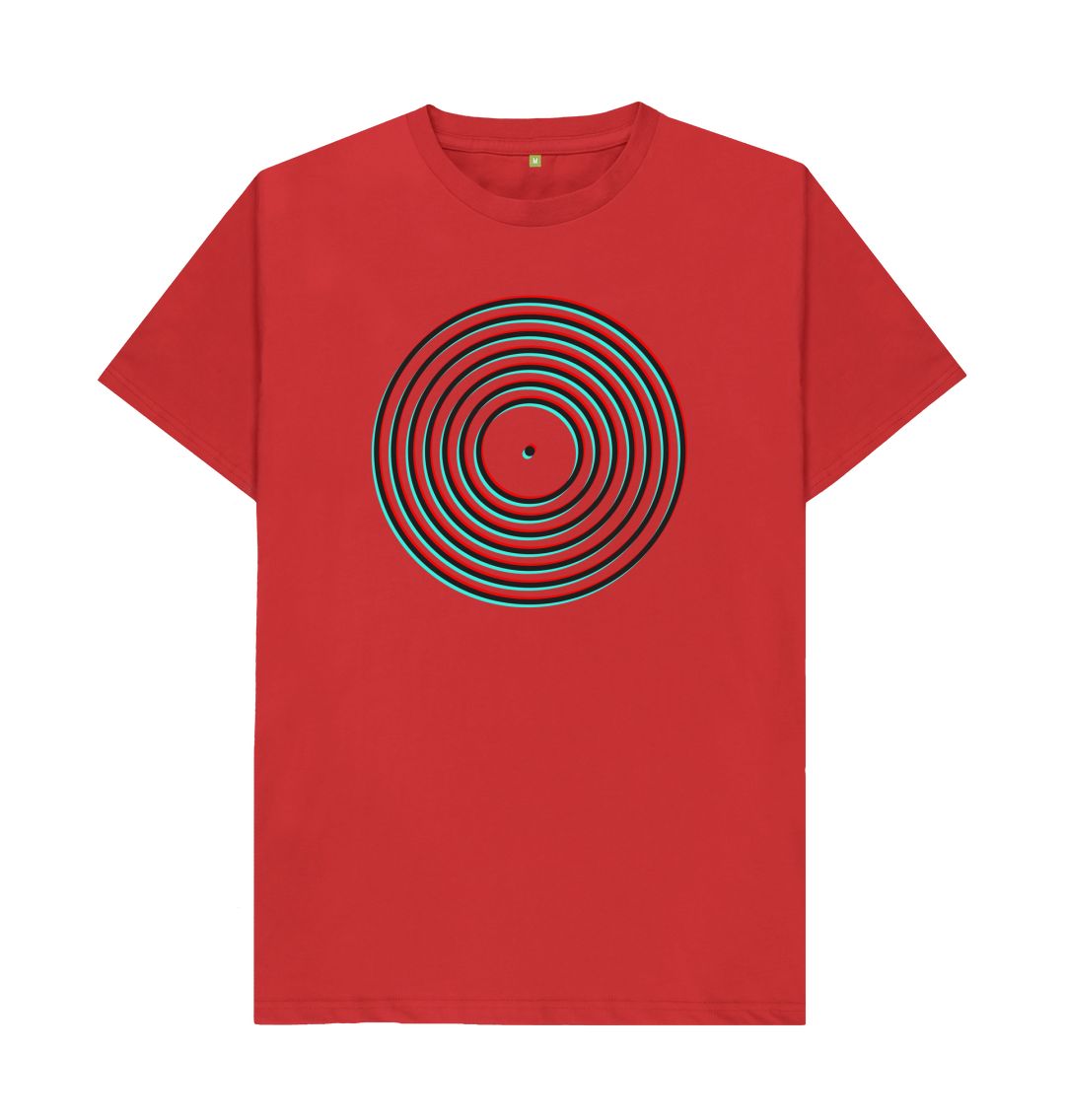 Red Vinyl Record Outline T-Shirt