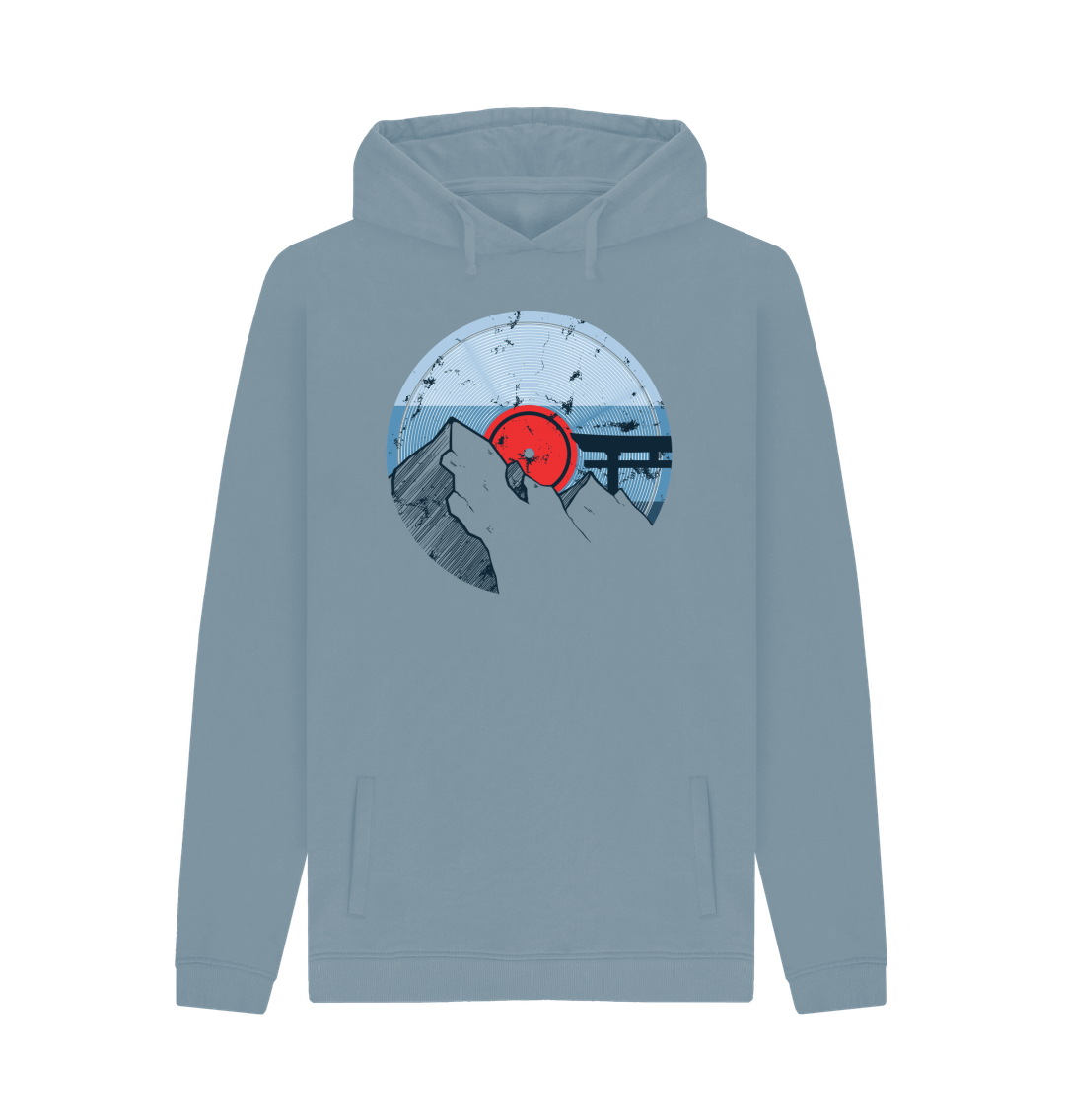 Stone Blue Printed Hoody Front
