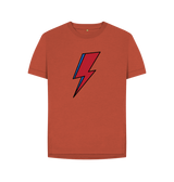 Rust David Bowie Lightning Bolt Womens T-Shirt