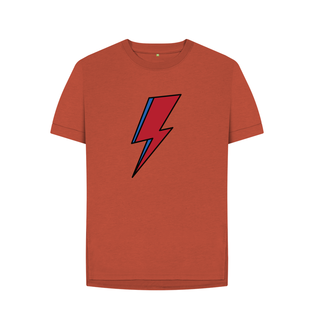 Rust David Bowie Lightning Bolt Womens T-Shirt