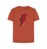 Rust David Bowie Lightning Bolt Womens T-Shirt