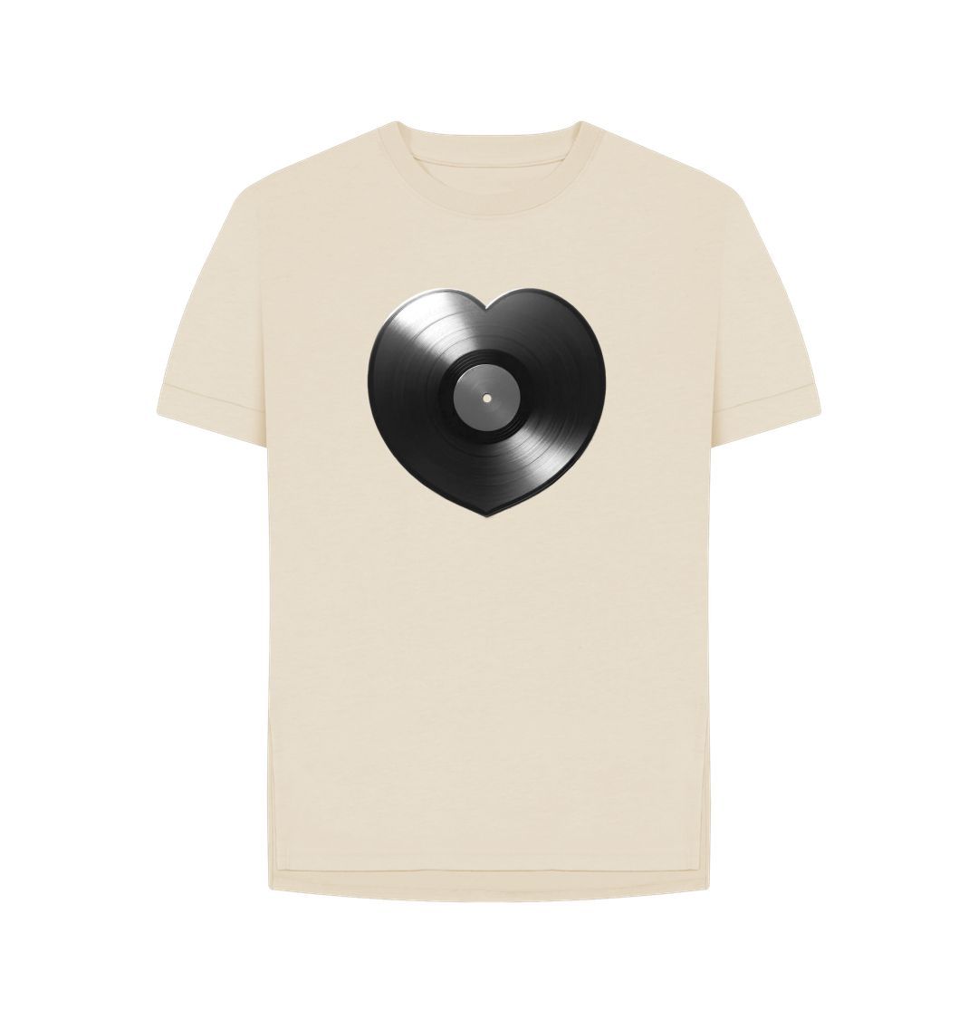 Oat Womens Vinyl Heart T-shirt - Black