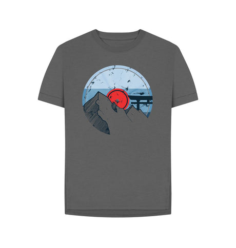 Slate Grey Womens Vinyl Record Mountain T-Shirt