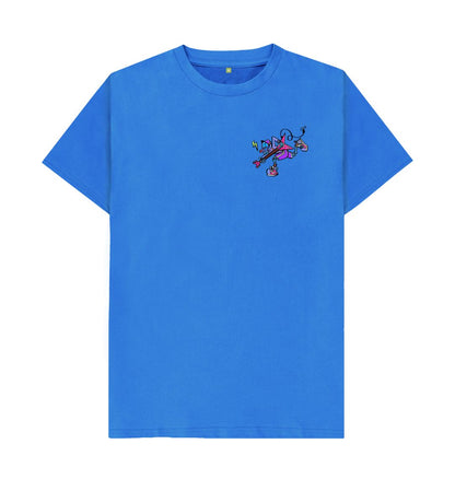 Bright Blue Cartoon Character Flying V T-Shirt