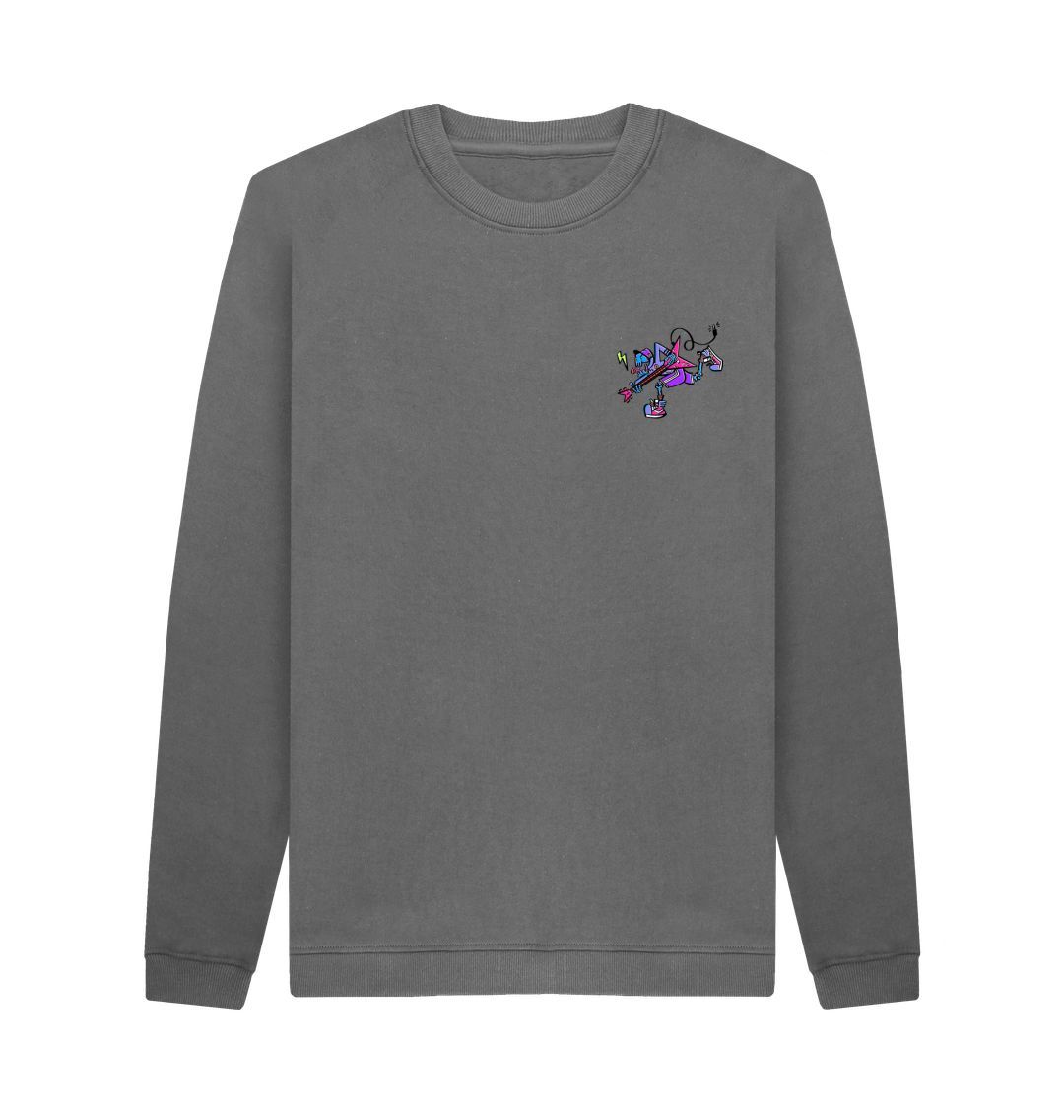 Slate Grey Mens Cartoon Character Flying V Sweater