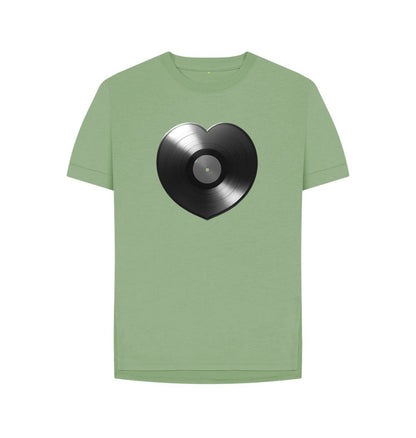 Sage Womens Vinyl Heart T-shirt - Black