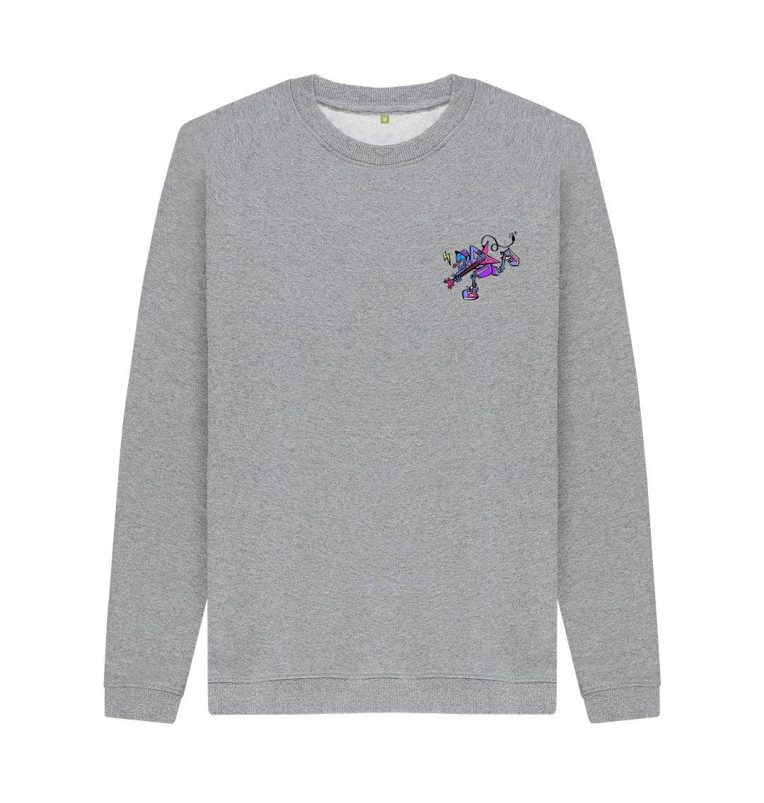 Light Heather Mens Cartoon Character Flying V Sweater