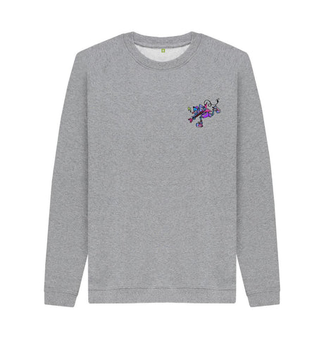 Light Heather Mens Cartoon Character Flying V Sweater
