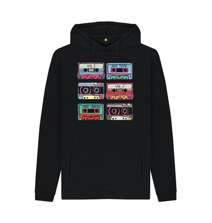 Black Mens Cassette Mix Tape Hoodie