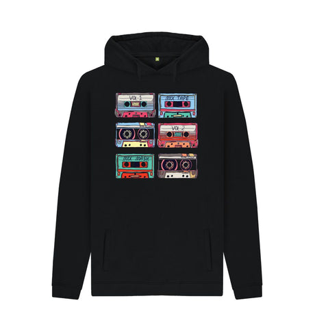 Black Mens Cassette Mix Tape Hoodie