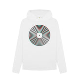 White Womens Vinyl Record Outline Hoodie