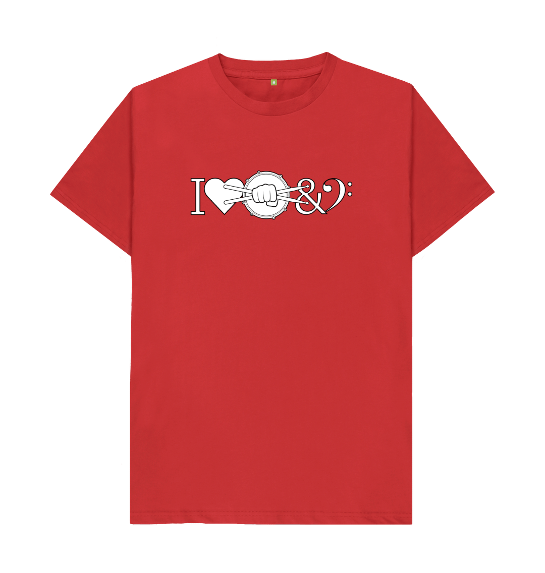 Red I Love Drum & Bass Graphic T-Shirt