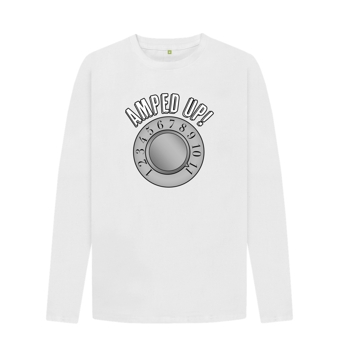 White \"Amped Up!\" Mens Long Sleeve T-Shirt