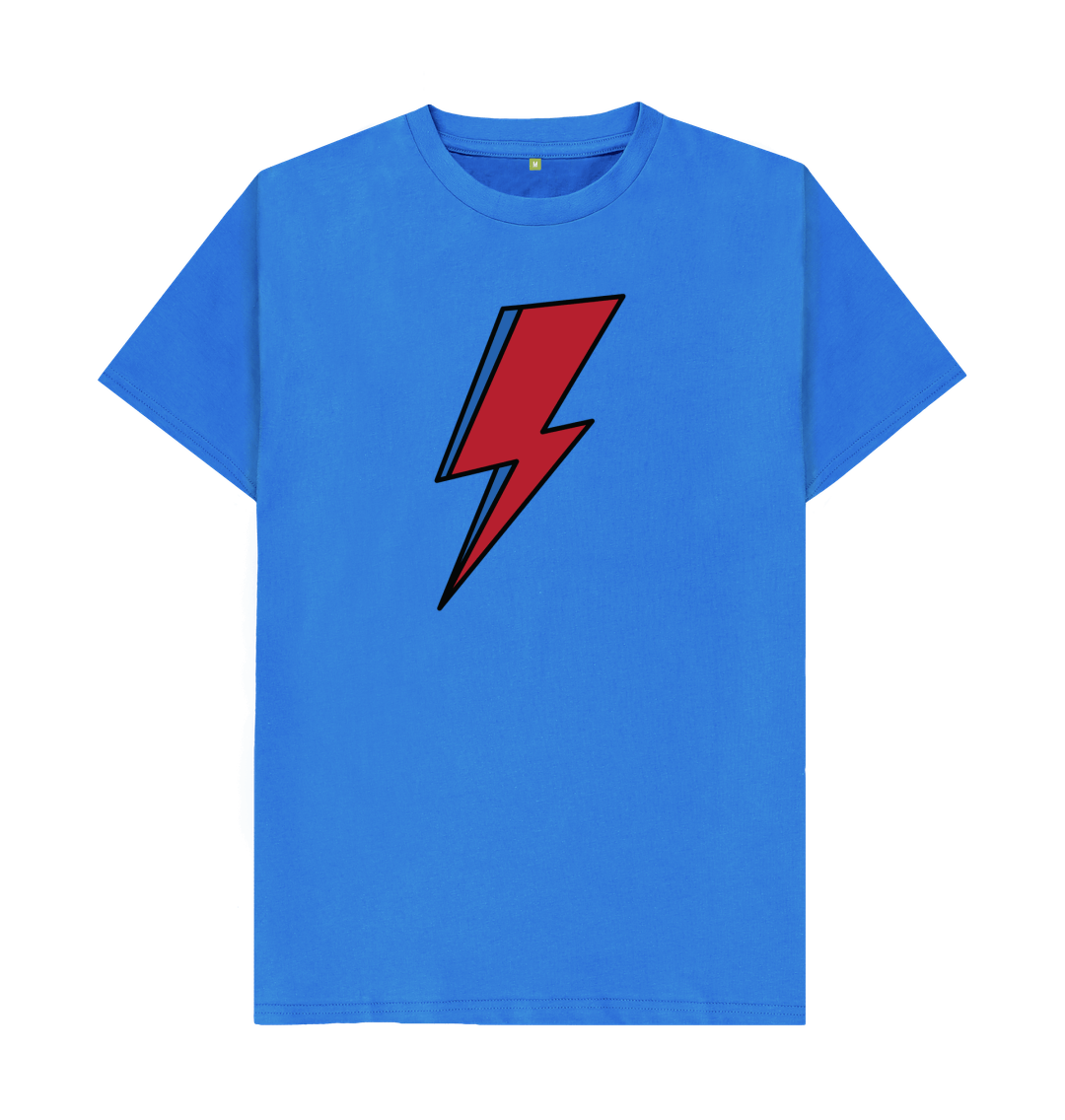 Bright Blue David Bowie Lightning Bolt Mens T-Shirt