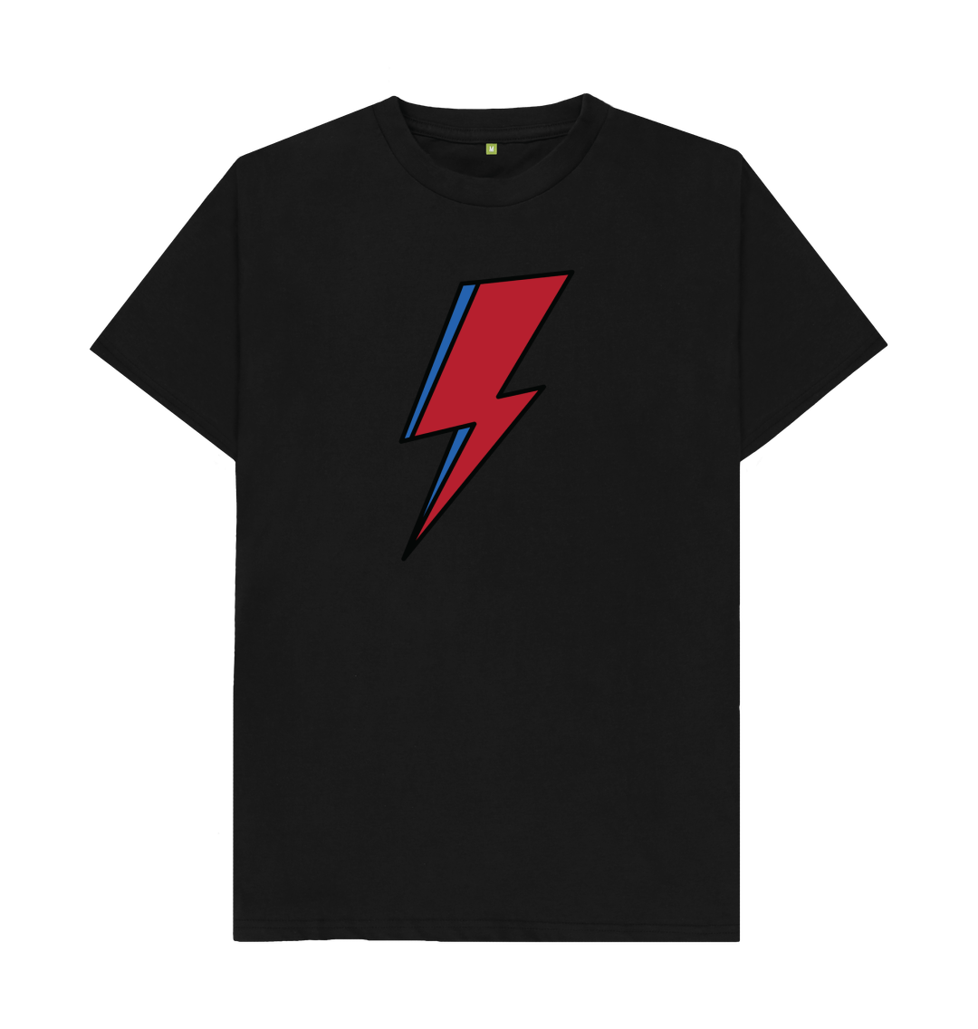 Black David Bowie Lightning Bolt Mens T-Shirt