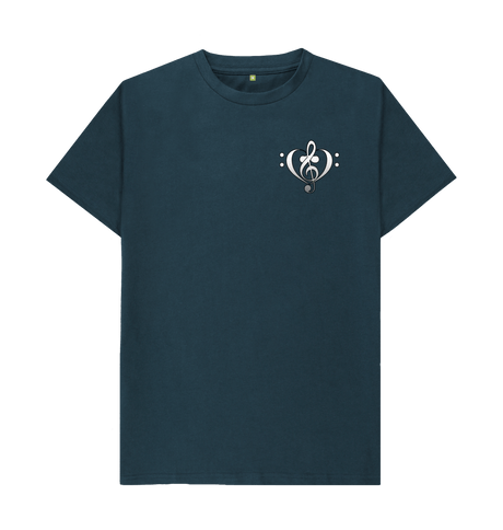 Denim Blue Combined Clef Heart Symbol Graphic Mens T-Shirt