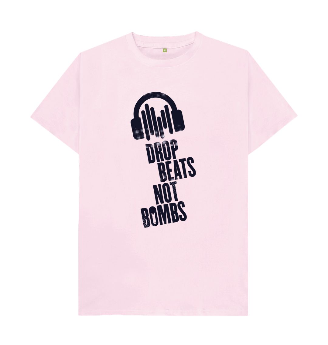 Pink Drop Beats Not Bombs Sound Shirts Navy Logo T-Shirt