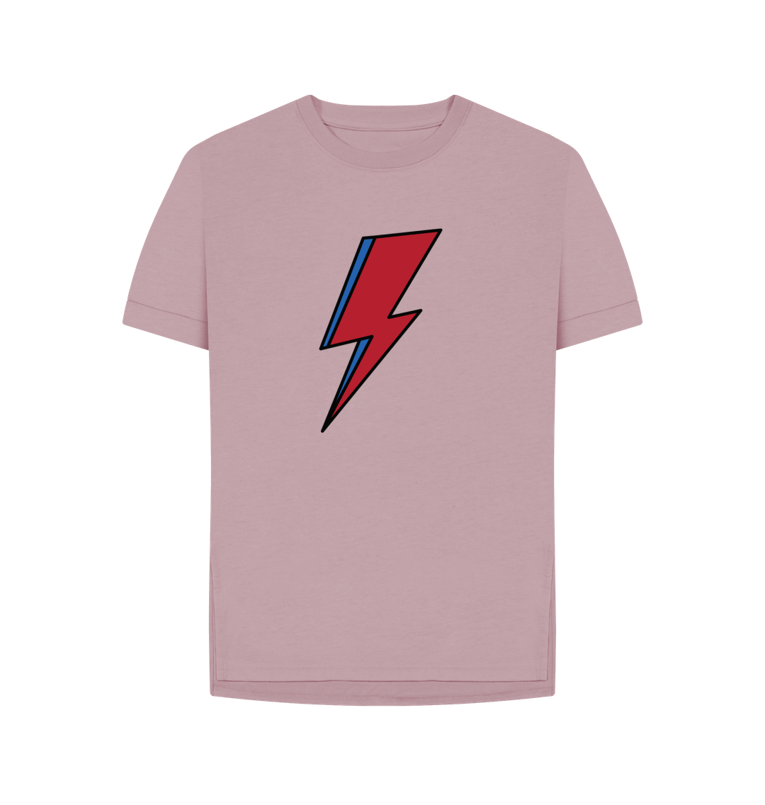 Mauve David Bowie Lightning Bolt Womens T-Shirt