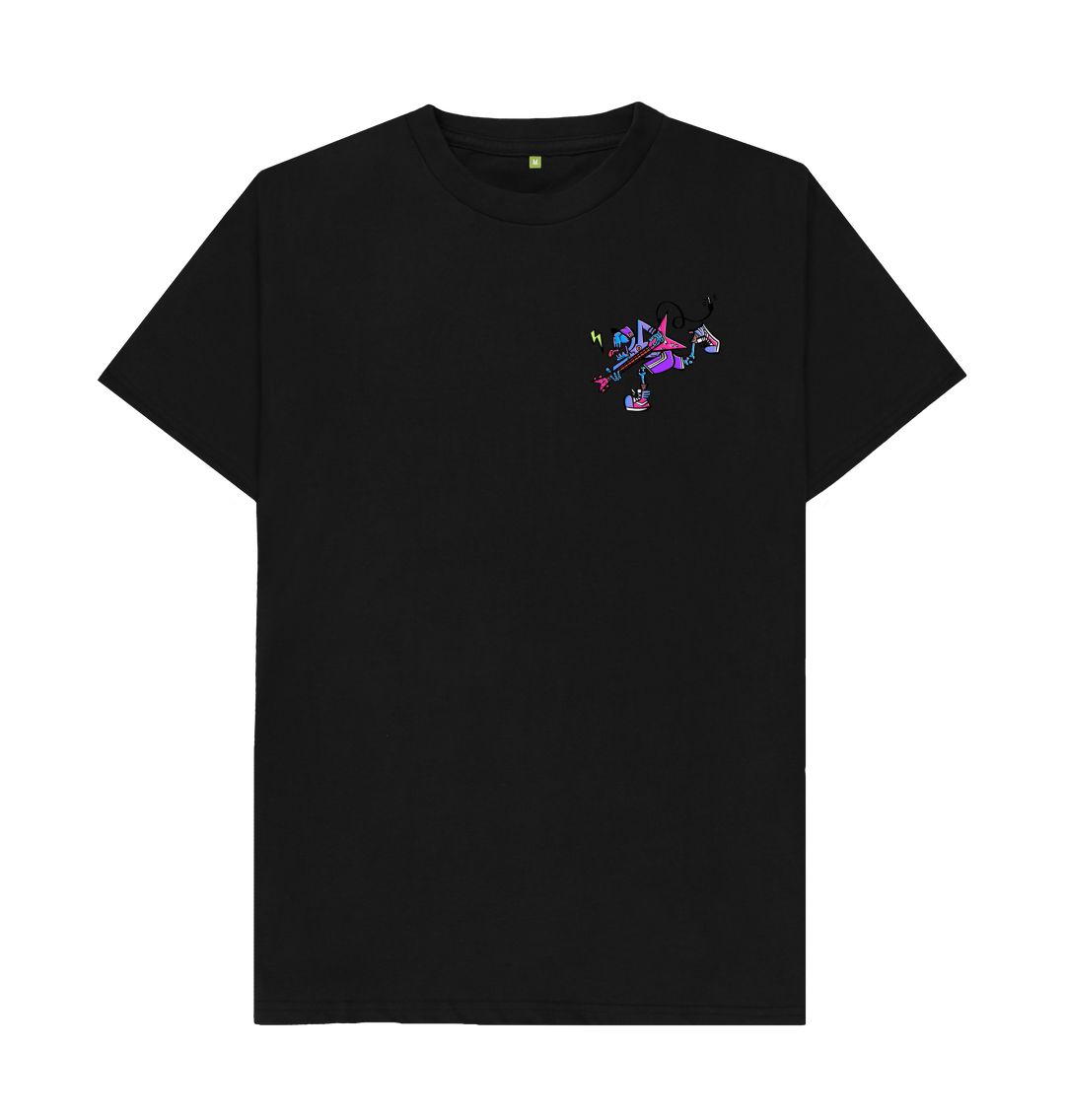 Black Cartoon Character Flying V T-Shirt