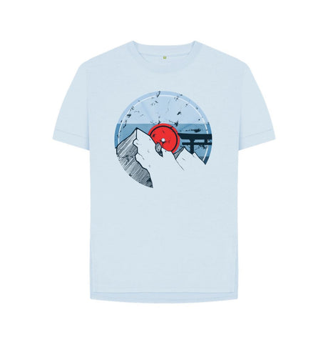 Sky Blue Womens Vinyl Record Mountain T-Shirt