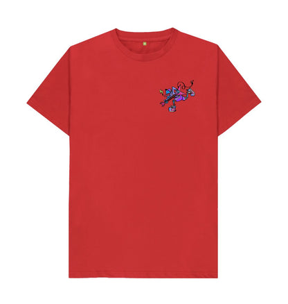 Red Cartoon Character Flying V T-Shirt