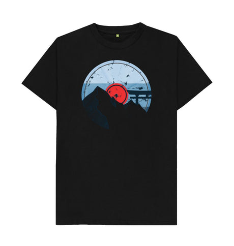 Black Mens Vinyl Record Mountain T-Shirt