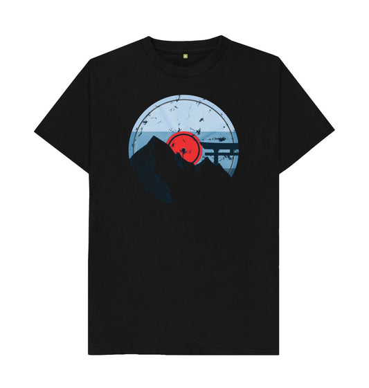 Black Mens Vinyl Record Mountain T-Shirt