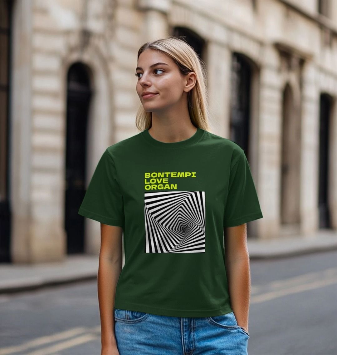 Bontempi Love Organ Green & Black Graphic Womens T-Shirt