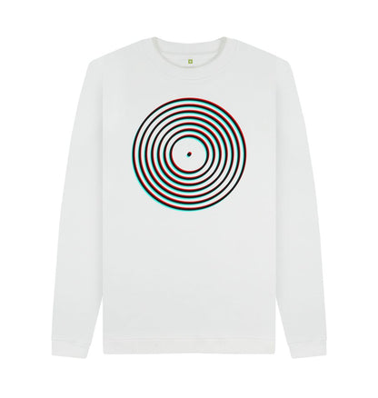 White Mens Vinyl Record Outline Sweatshirt