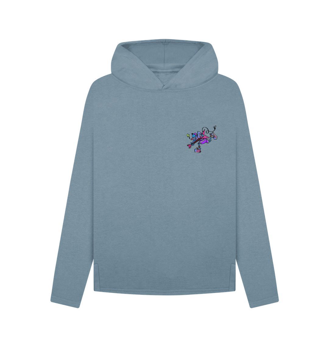 Stone Blue Womens Cartoon Character Flying V hoodie