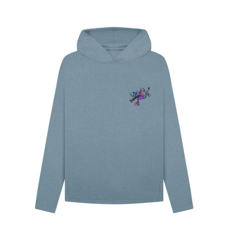 Stone Blue Womens Cartoon Character Flying V hoodie