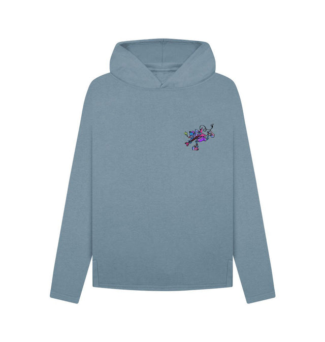 Stone Blue Womens Cartoon Character Flying V hoodie