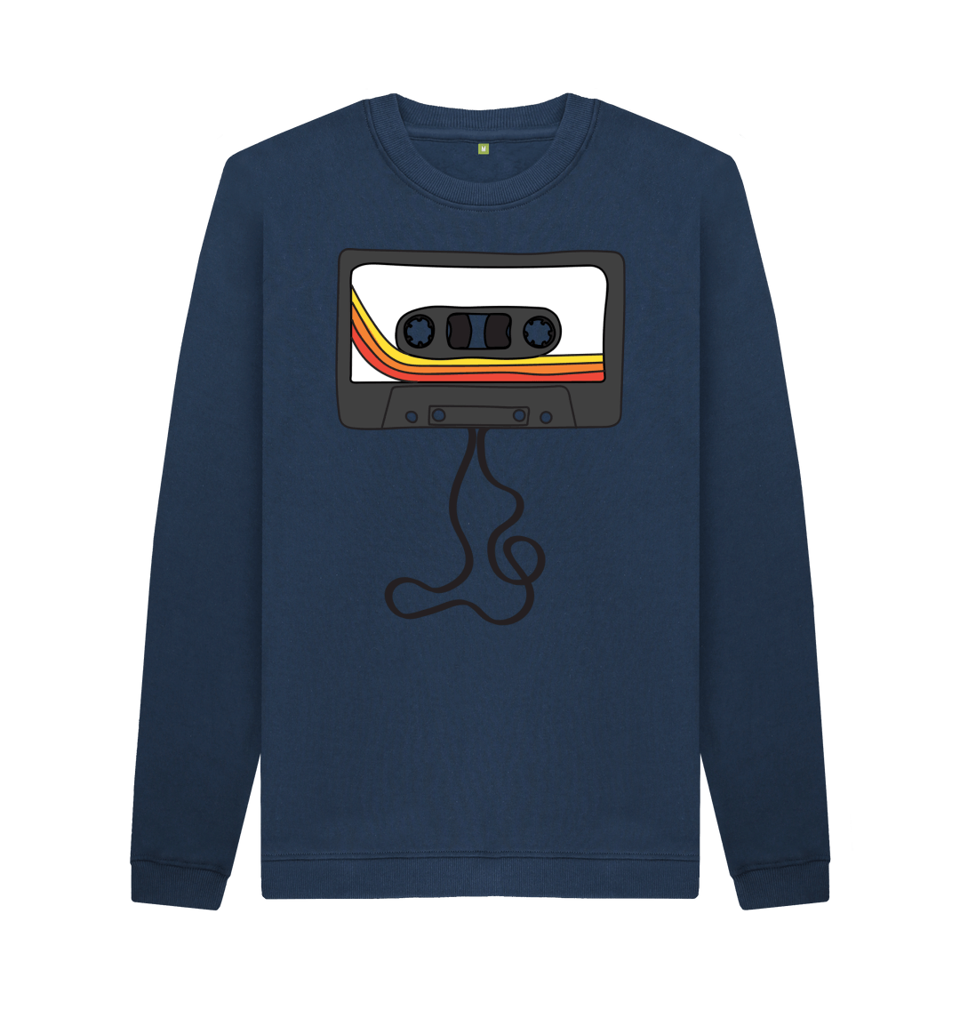 Navy Blue Printed Sweater Front