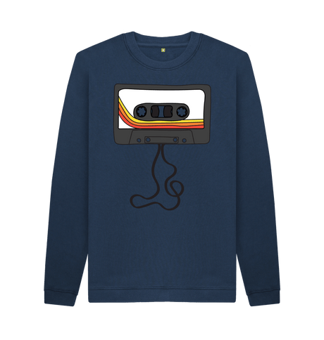 Navy Blue Printed Sweater Front