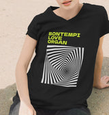 Bontempi Love Organ Green & Black Graphic Womens V-Neck T-Shirt