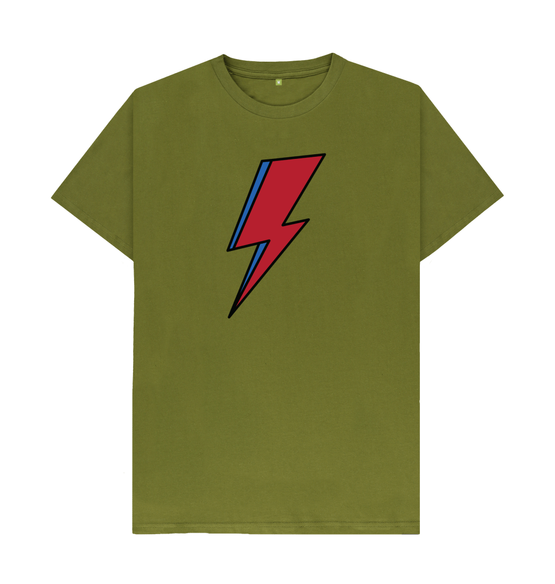 Moss Green David Bowie Lightning Bolt Mens T-Shirt