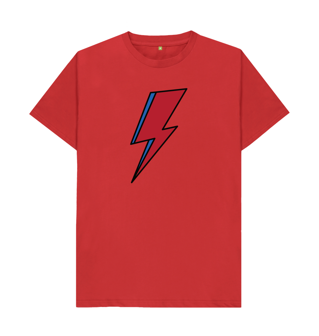 Red David Bowie Lightning Bolt Mens T-Shirt