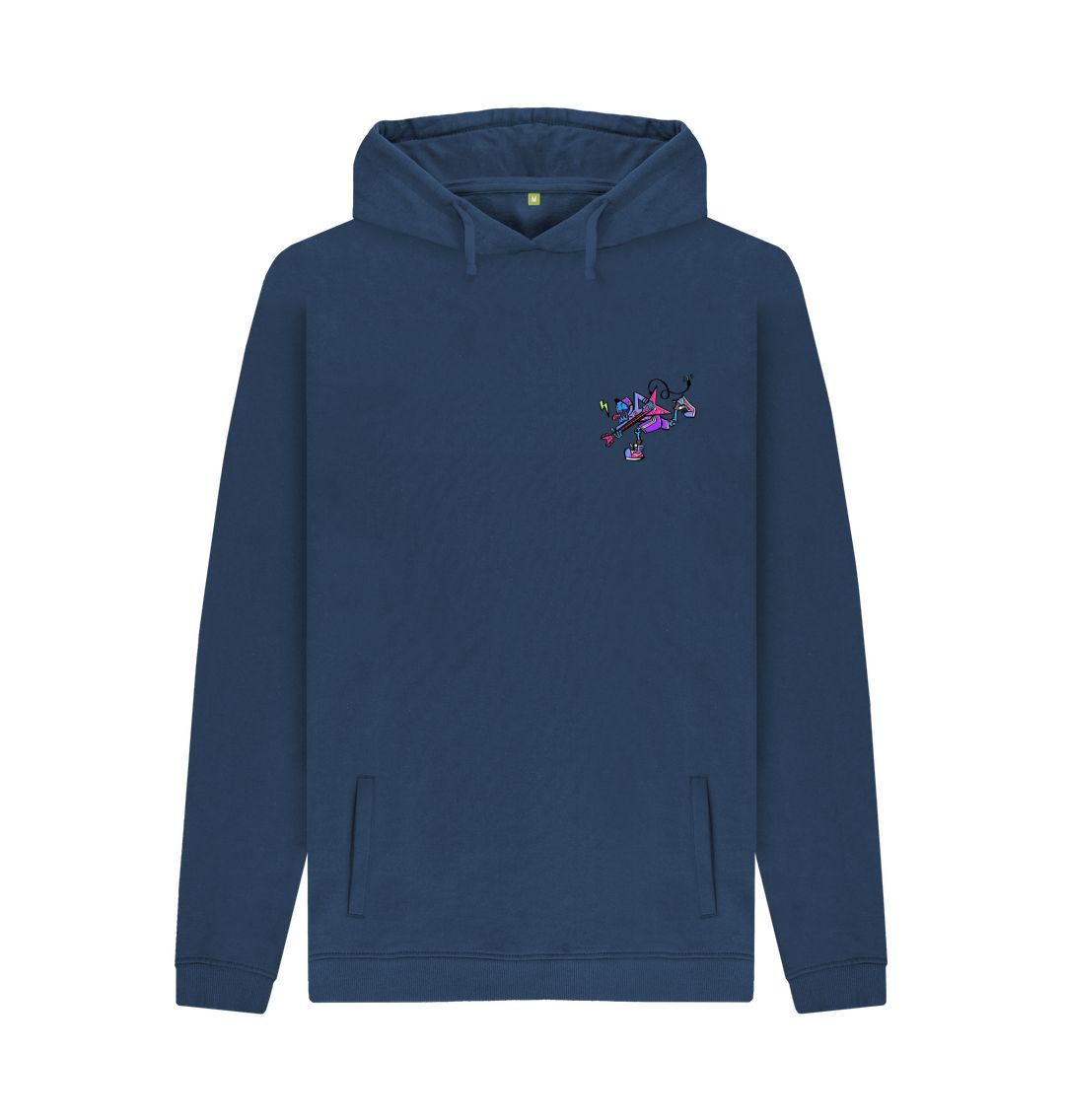 Navy Mens Cartoon Character Flying V Hoodie