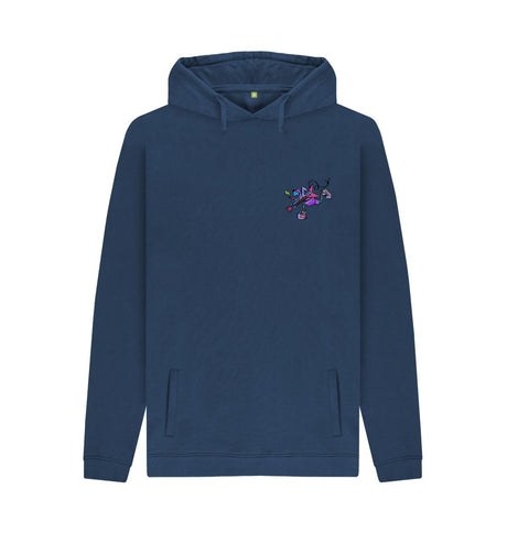 Navy Mens Cartoon Character Flying V Hoodie