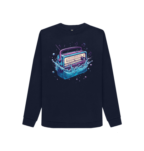 Navy Blue Printed Sweater Front
