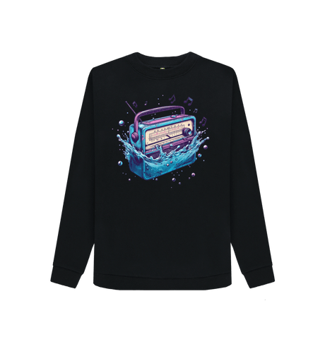 Black Printed Sweater Front