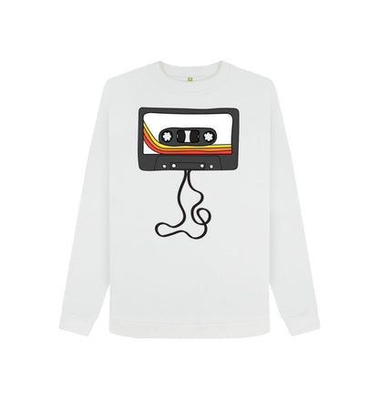 White Womens Unwound Cassette Graphic Sweatshirt